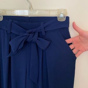 Express high waist stretch ankle pants with tie size XS cobalt blue